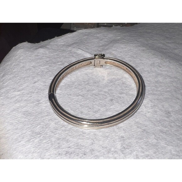 Slane & Slane Sterling Silver Diamond In 10k Gold Clasp Hinged Bracelet 43 G - Picture 16 of 16